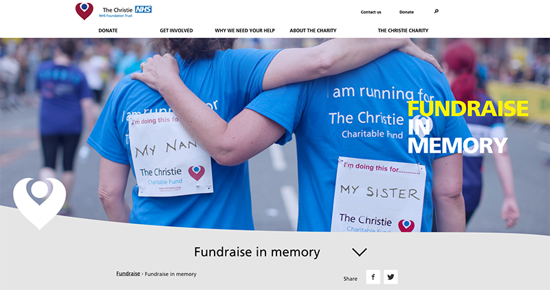 screenshot from The Christie Charity website