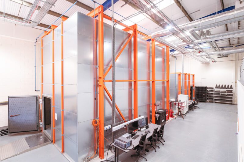 Photographing the invisible: inside SGS's new testing laboratory 10 Wide interior view of SGS's new testing facility showing a second chamber and testing workstations